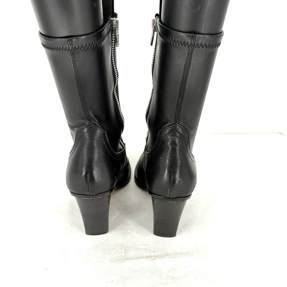 Dolce Vita Rutger Boots Womens 9 Black Leather Pointed Toe Wedge Ankle Boots - Picture 5 of 8